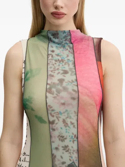 Desigual Mixed Print Mesh Minidress In Multi