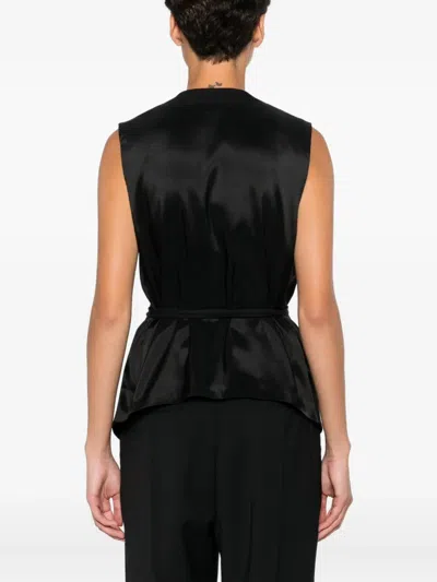 Semicouture Button-fastening Tie-waist Gilet In Black