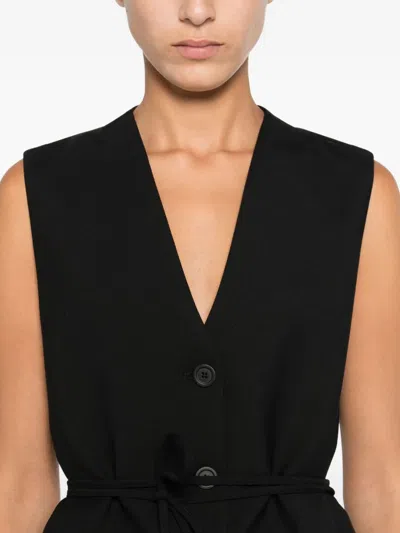 Semicouture Button-fastening Tie-waist Gilet In Black