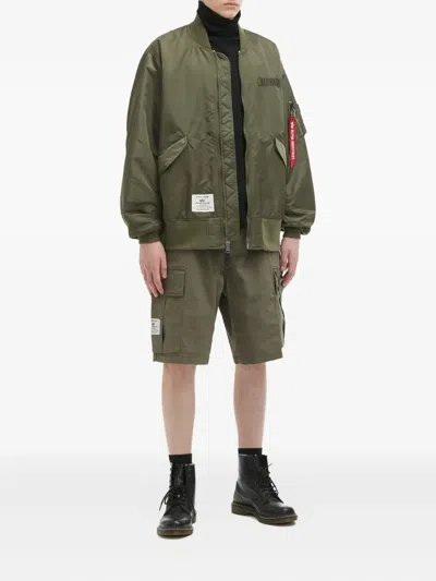 Alpha Industries Logo-patch Cargo Shorts In Green