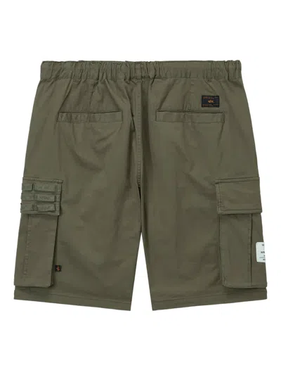 Alpha Industries Logo-patch Cargo Shorts In Green