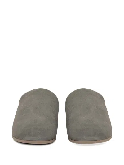 Ugg Grey Suede Slippers With Shearling Interior In Gray