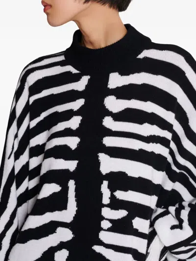 Balmain Knit Dress With Zebra Intarsia In White