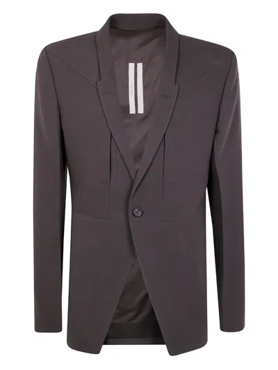 Rick Owens Single-button Wool Blazer In Brown