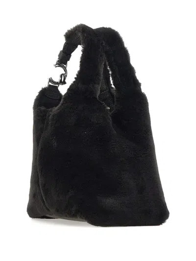 Coccinelle C-easy Faux-fur Top Handle Tote Bag In Black