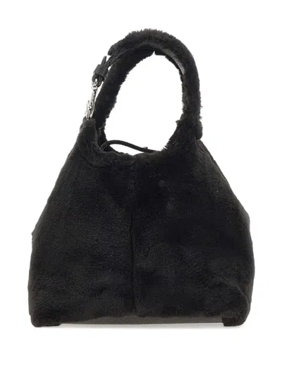 Coccinelle C-easy Faux-fur Top Handle Tote Bag In Black