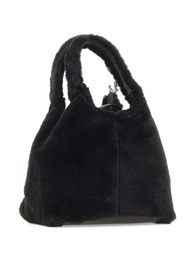 Coccinelle C-easy Faux-fur Top Handle Tote Bag In Black