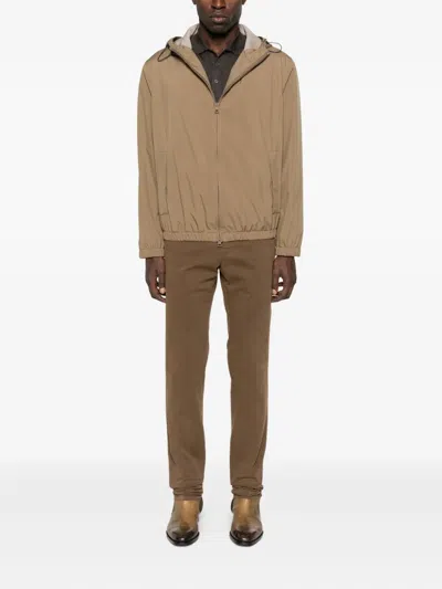 Lardini Jacket In Water-repellent Technical Fabric In Brown