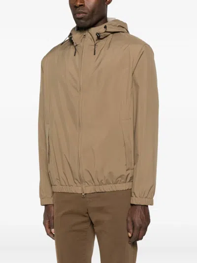 Lardini Jacket In Water-repellent Technical Fabric In Brown