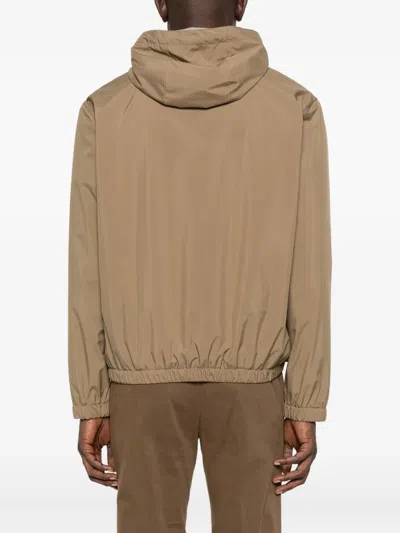 Lardini Jacket In Water-repellent Technical Fabric In Brown