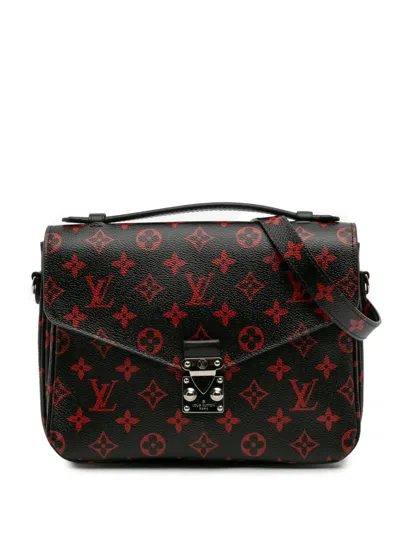 Pre-owned Louis Vuitton 2016 Monogram Infrarouge Pochette Metis Satchel In Black