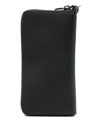Kiton Leather Phonecase In Black