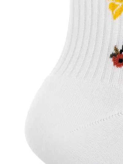 Off-white Floral-embroidered Rib Socks In White