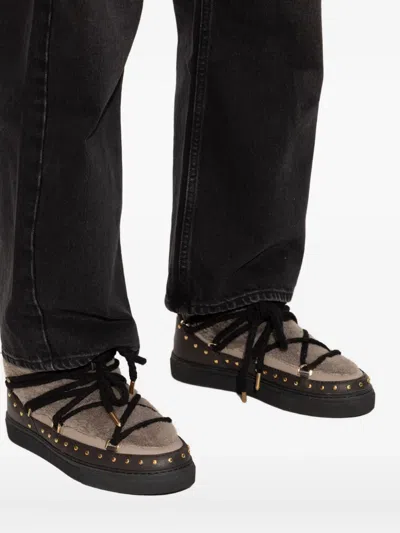 Inuikii Lace-up Studded Boots In Gray