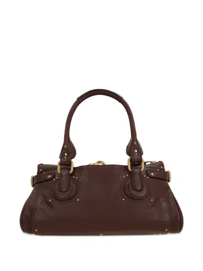 Chloé Paddington Brown Shoulder Bag With Oversized Padlock And C-shaped Buckles In Grainy Leather Woman In Brown