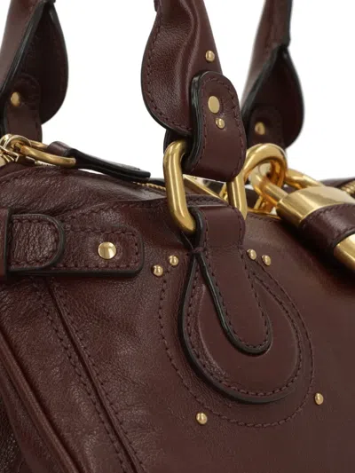 Chloé Paddington Brown Shoulder Bag With Oversized Padlock And C-shaped Buckles In Grainy Leather Woman In Brown