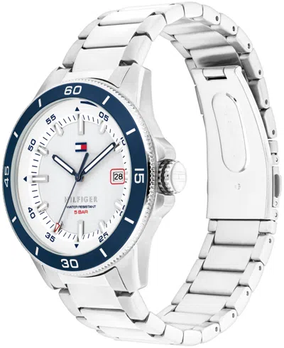 Tommy Hilfiger Remy White Dial Watch Silver In Metallic