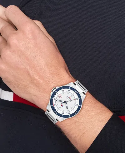 Tommy Hilfiger Remy White Dial Watch Silver In Metallic