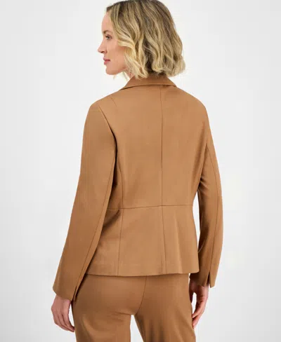 Kasper Compression One-button Long-sleeve Jacket, Regular & Petite In Brown