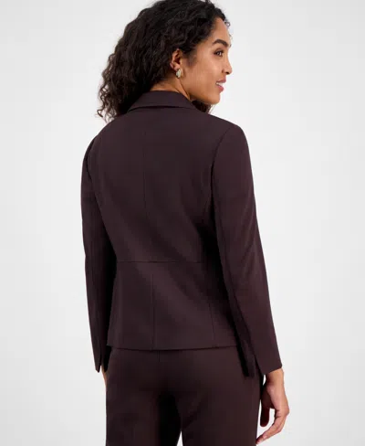 Kasper Compression One-button Long-sleeve Jacket, Regular & Petite In Brown