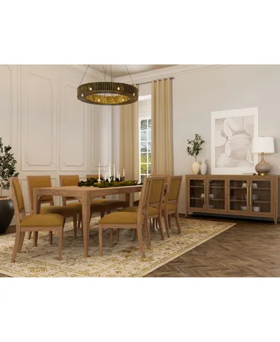Macy's Everleigh 9-pc. Set (table & 8 Upholstered Back Side Chairs) In Brown