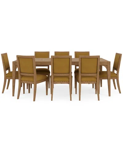 Macy's Everleigh 9-pc. Set (table & 8 Upholstered Back Side Chairs) In Brown