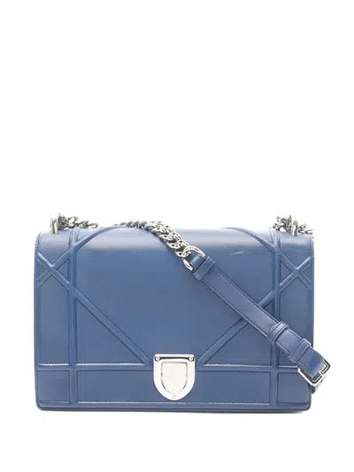 Pre-owned Dior 2010s Ama Leather Chain Shoulder Bag In Blue