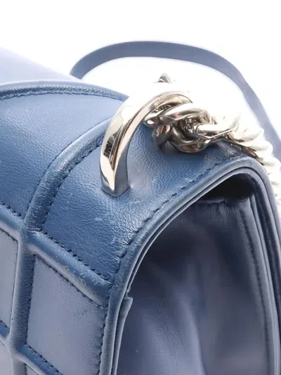 Pre-owned Dior 2010s Ama Leather Chain Shoulder Bag In Blue