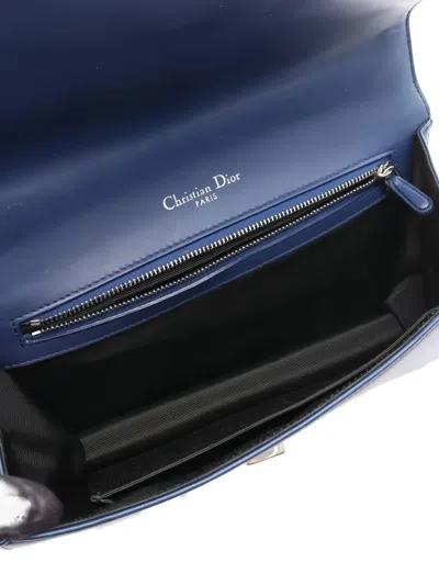 Pre-owned Dior 2010s Ama Leather Chain Shoulder Bag In Blue