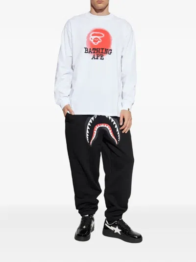 A Bathing Ape Spray-print Long-sleeve Sweatshirt In White