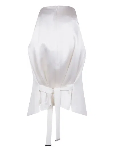 Max Mara Satin Wrap Sleeveless Jacket Buttons In White