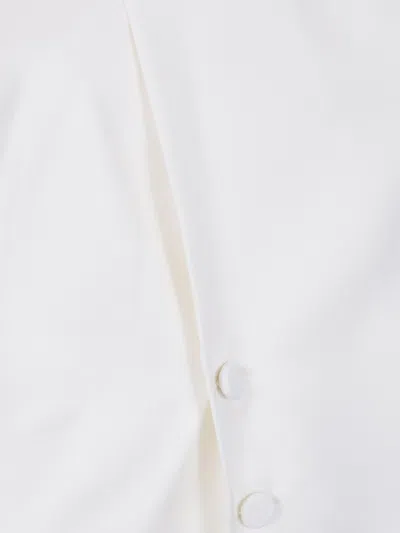 Max Mara Satin Wrap Sleeveless Jacket Buttons In White