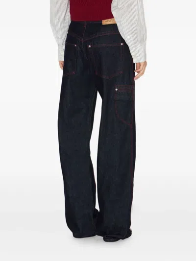 Isabel Marant High Waist Wide Leg Trousers With Button Detail In Black