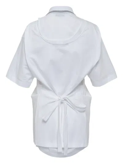 Pushbutton Wrap-design Polo Top In White