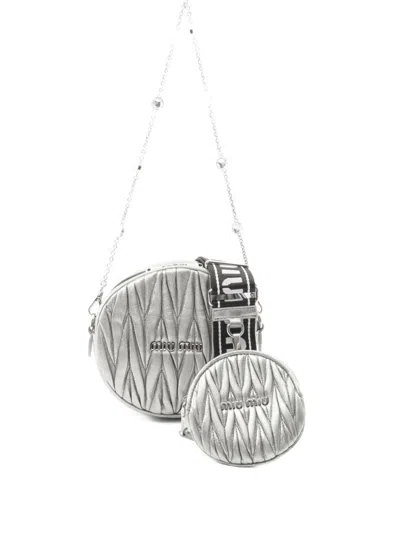 Pre-owned Miu Miu 2010s Matelassé-effect Shoulder Bag In Silver