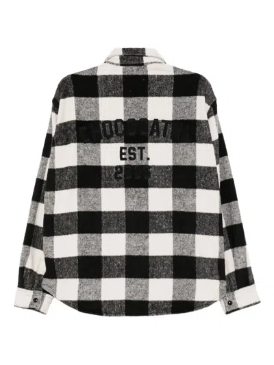 Chocoolate Embroidered-logo Plaid Shirt Jacket In Black