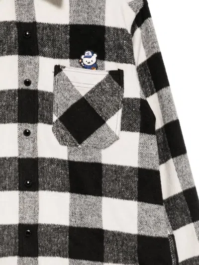 Chocoolate Embroidered-logo Plaid Shirt Jacket In Black