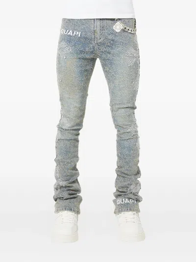 Guapi Crystal-cross Jeans In Blue