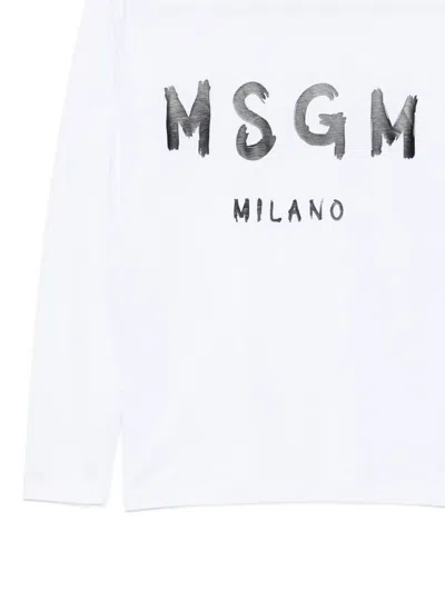 Msgm Long-sleeved T-shirt In White