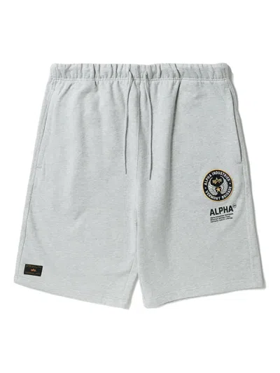 Alpha Industries Logo-patch Shorts In Gray