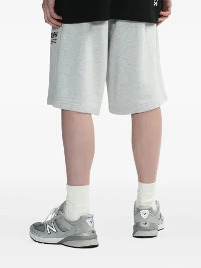 Alpha Industries Logo-patch Shorts In Gray