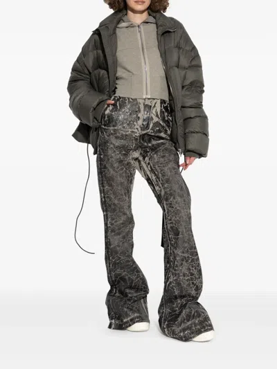 Rick Owens Drkshdw Crackle-effect Flared Trousers In Multi