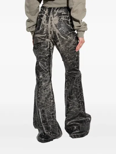 Rick Owens Drkshdw Crackle-effect Flared Trousers In Multi