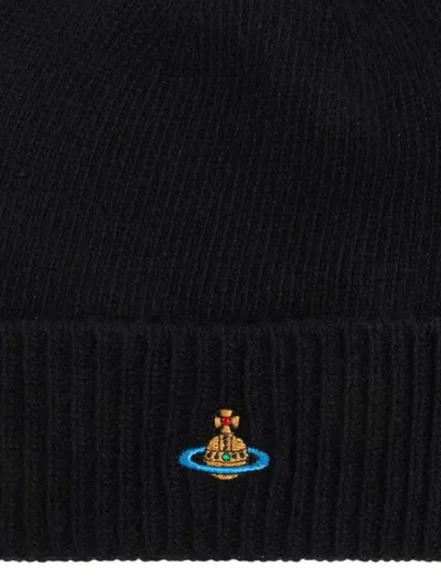 Vivienne Westwood Unisex Black Wool Sporty Beanie Hat
