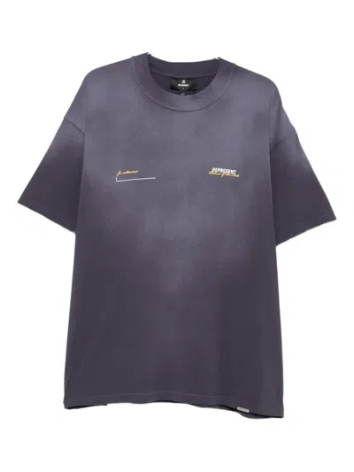 Represent Plum Faded T-shirt With Logo In Blue