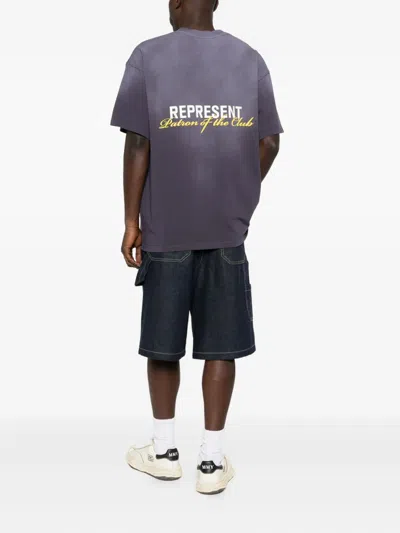 Represent Plum Faded T-shirt With Logo In Blue