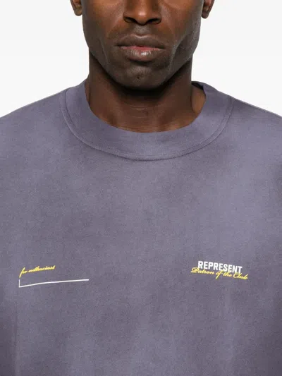 Represent Plum Faded T-shirt With Logo In Blue