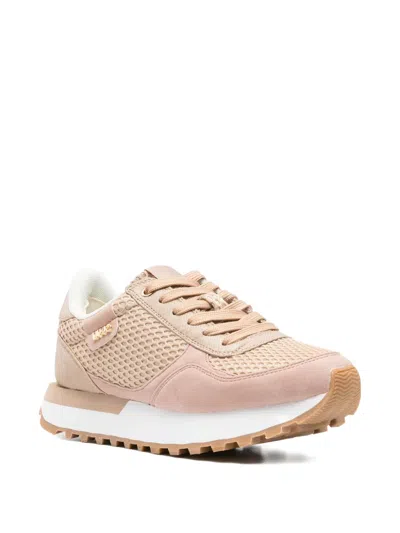 Liu •jo Mesh-panel Leather Sneakers In Neutral