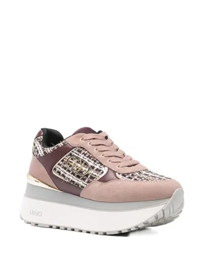 粗花呢拼接厚底运动鞋