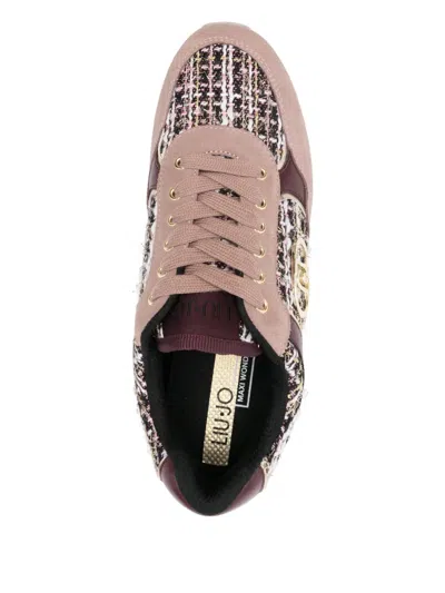 粗花呢拼接厚底运动鞋